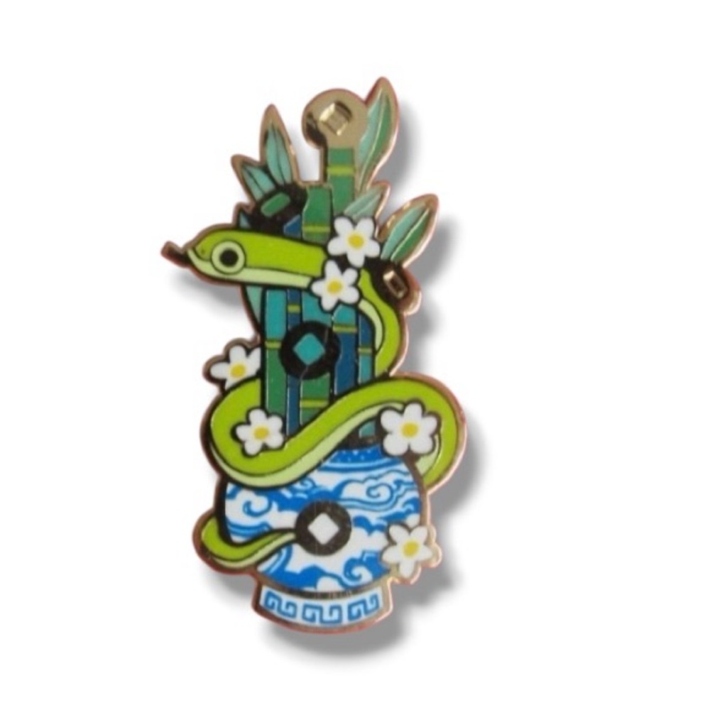 Snake Enamel Pin Five Lucky Bamboo Limited Edition Year of the Snake 2025 Asian